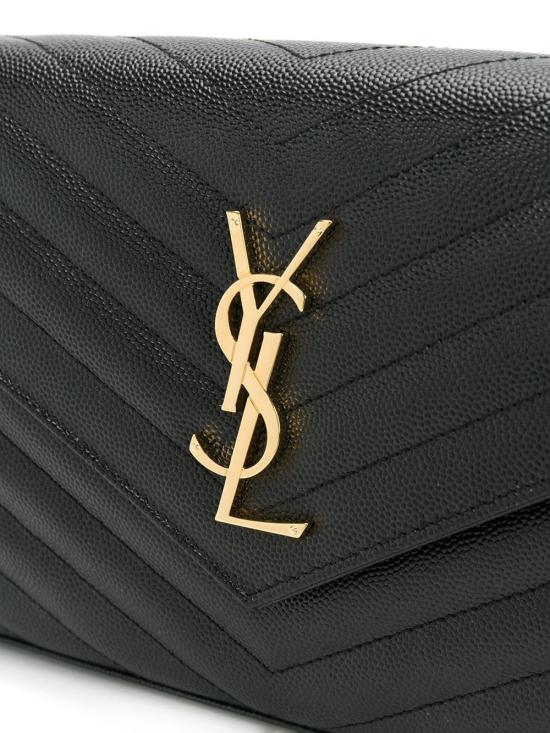 26FW 생로랑 레더 카산드라 체인 월렛 377828 BOW01 1000 NERO - SAINT LAURENT