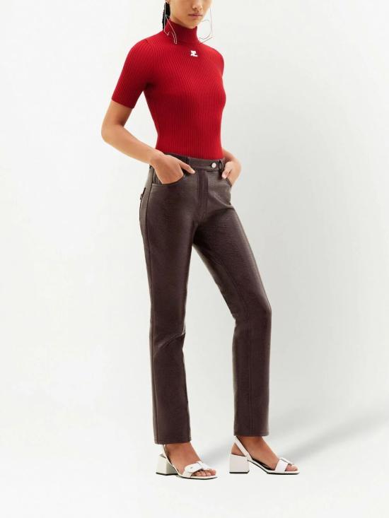 26FW 쿠레쥬 리에디션 니트 탑 숏슬리브 PERMPU026FI0001 4034 RED - COURREGES