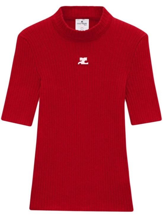 26FW 쿠레쥬 리에디션 니트 탑 숏슬리브 PERMPU026FI0001 4034 RED