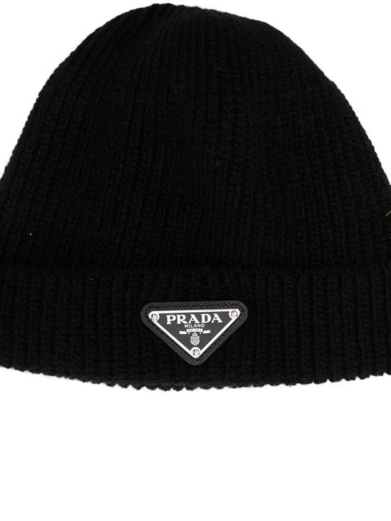 26FW 프라다 트라이앵글 로고 니트 비니 2HC426 3IM F0002 NERO - PRADA