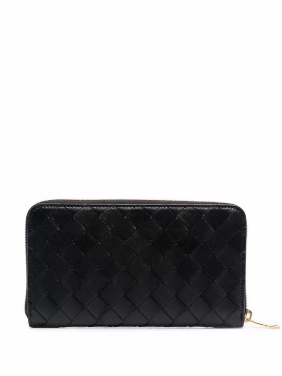 26FW 보테가베네타 인트레치아토 집 어라운드 지갑 608053 VCPP2 8425 BLACK GOLD - BOTTEGA VENETA