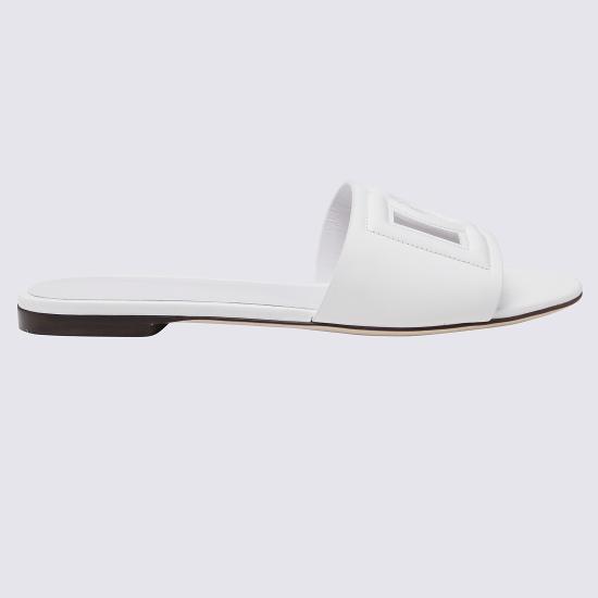 26FW 돌체앤가바나 DG 로고 카프스킨 슬리퍼 CQ0436 AY32980001 Bianco