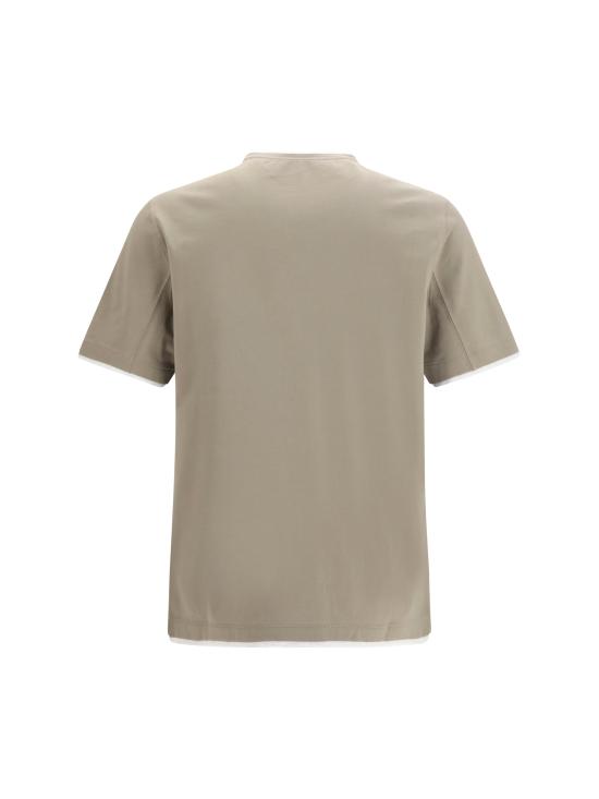 26SS 브루넬로 쿠치넬리 자수 로고 티셔츠 M0B137427 CUX24 KHAKI - BRUNELLO CUCINELLI