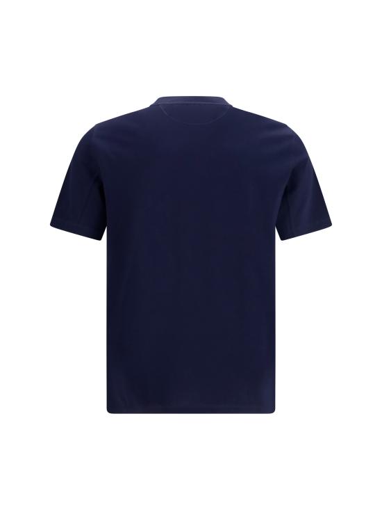 26SS 브루넬로 쿠치넬리 크루넥 프린트 코튼 저지 티셔츠 M0B138517 CLI32 BLUE - BRUNELLO CUCINELLI