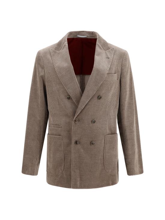 26FW 브루넬로 쿠치넬리 코튼 캐시미어 더블 블레이저 MY4997BBDH C2930 GREY