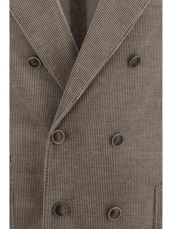 26FW 브루넬로 쿠치넬리 코튼 캐시미어 더블 블레이저 MY4997BBDH C2930 GREY - BRUNELLO CUCINELLI