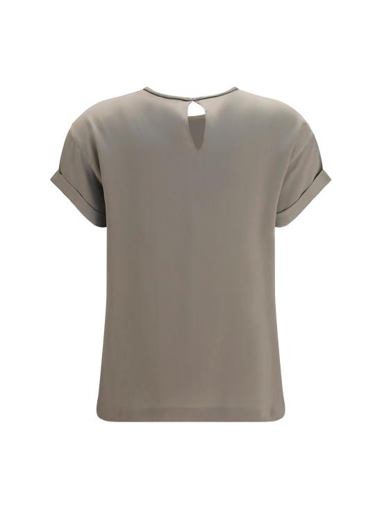 26SS 브루넬로 쿠치넬리 실크 크루넥 탑 M0C59DE310 C9125 BEIGE - BRUNELLO CUCINELLI