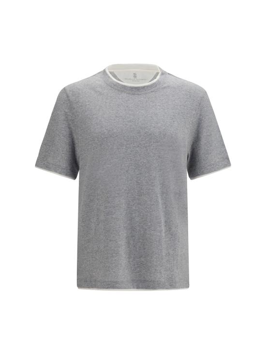 26SS 브루넬로 쿠치넬리 페이크 레이어링 티셔츠 MW8357427 CJC56 GREY
