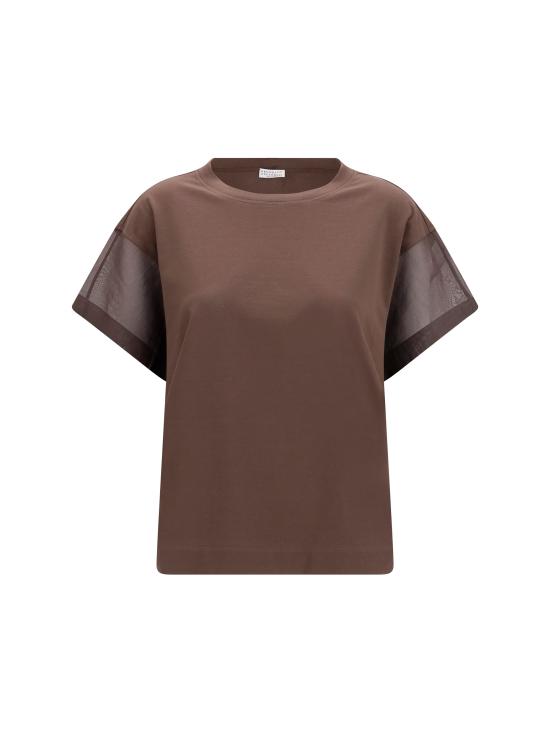 26SS 브루넬로 쿠치넬리 반팔 티셔츠 M0T81BX800 C8589 BROWN