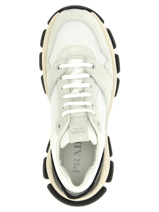 26FW 프라다 메쉬 패브릭 앤 스웨이드 스니커즈 1E506OF0453KU1F0009 White - PRADA