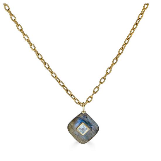  Loni Paul Jewelry 목걸이/팬던트 로니 폴 주얼리 라브라도라이트 및 화이트 토파즈 상감 목걸이 - OTHER BRANDS
