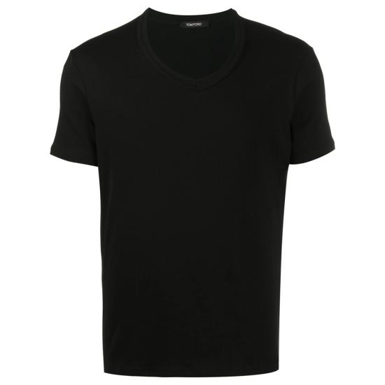26FW 톰포드 V넥 반팔 티셔츠 T4M091040 002 BLACK