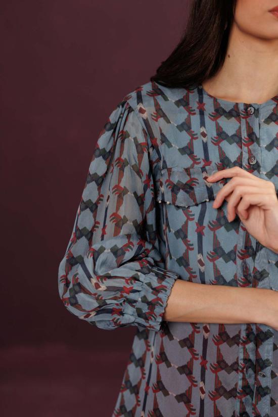  Maison Qala 블라우스 메종 칼라 블루 잉크 버드 코디 세트 - MAISON QALA
