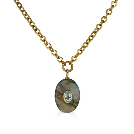  Loni Paul Jewelry 목걸이/팬던트 로니 폴 주얼리 라브라도라이트 및 블루 토파즈 상감 목걸이 - OTHER BRANDS