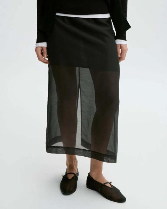  바이말렌비거 미디 스커트 By Malene Birger Esta 소프트 오르간자  블랙 - BY MALENE BIRGER