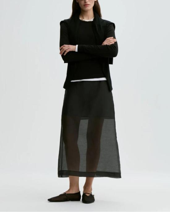  바이말렌비거 미디 스커트 By Malene Birger Esta 소프트 오르간자  블랙 - BY MALENE BIRGER
