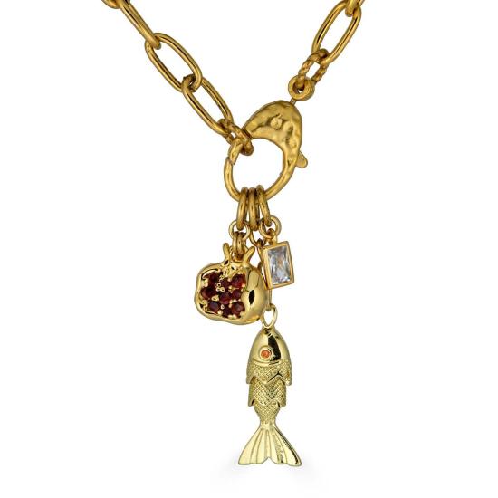  로니 폴 주얼리 목걸이/팬던트 물고기와 석류 참 드롭 목걸이 - LONI PAUL JEWELRY