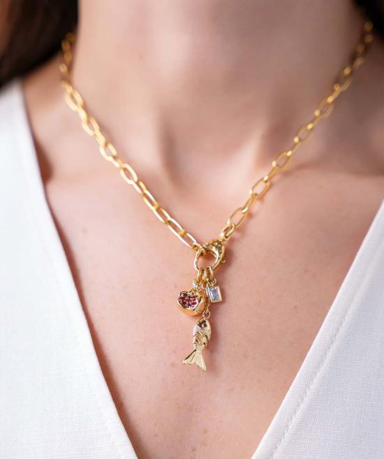  로니 폴 주얼리 목걸이/팬던트 물고기와 석류 참 드롭 목걸이 - LONI PAUL JEWELRY