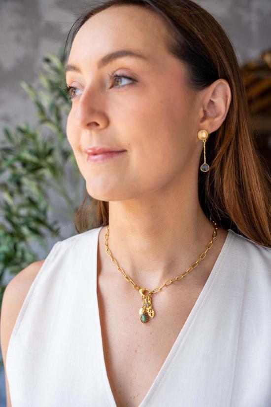  로니 폴 주얼리 목걸이/팬던트 라브라도라이트 탈리스만 드롭 목걸이 - LONI PAUL JEWELRY