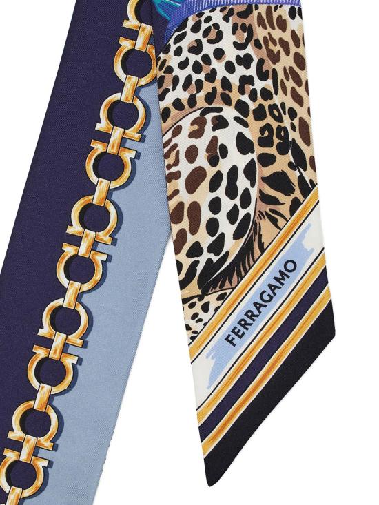26FW 살바토레 페라가모 머플러/스카프 321280 0795098 BLUE PATTERNED NAVY - SALVATORE FERRAGAMO