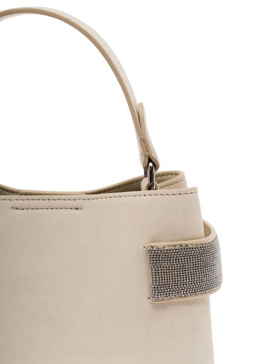 26SS 브루넬로 쿠치넬리 스몰 에센스 탑핸들 백 MBDLD2499C8905 White - BRUNELLO CUCINELLI