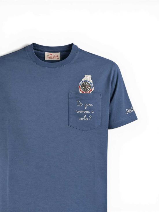 26SS 세인트바쓰 반팔 티셔츠 AUS000101983L01983L Blue - MC2 SAINT BARTH