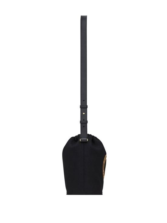  생로랑 자수 펠트 스무스 레더 리브 고시 레이스드 버킷백 710261FAAJ6 1055 BLACK - SAINT LAURENT