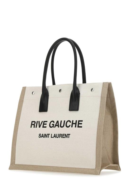 생로랑 캔버스 스무스 레더 리브 고쉬 라지 토트백 509415FAAVU 9054 BEIGE O TAN - SAINT LAURENT