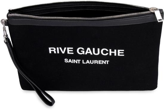  생로랑 리브 고쉬 지퍼 파우치 캔버스 앤 레더 58136996NAE 1070 BLACK - SAINT LAURENT