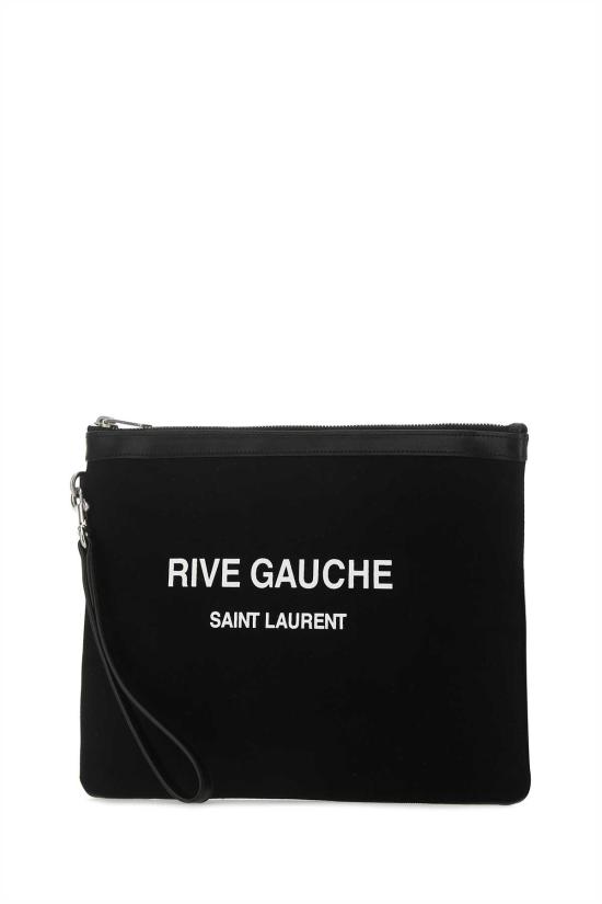  생로랑 리브 고쉬 지퍼 파우치 캔버스 앤 레더 58136996NAE 1070 BLACK - SAINT LAURENT