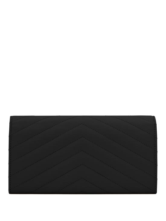  생로랑 그랑 드 뿌드르 엠보스드 레더 카산드라 마틀라세 라지 플랩 지갑 372264BOW01 1000 BLACK - SAINT LAURENT
