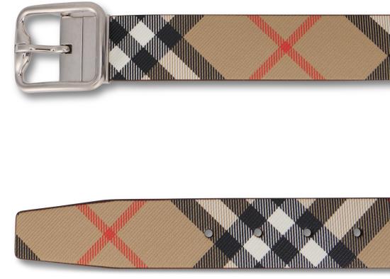 26SS 버버리 리버시블 B 버클 체크 레더 벨트 8092046160296A2021 Beige - BURBERRY