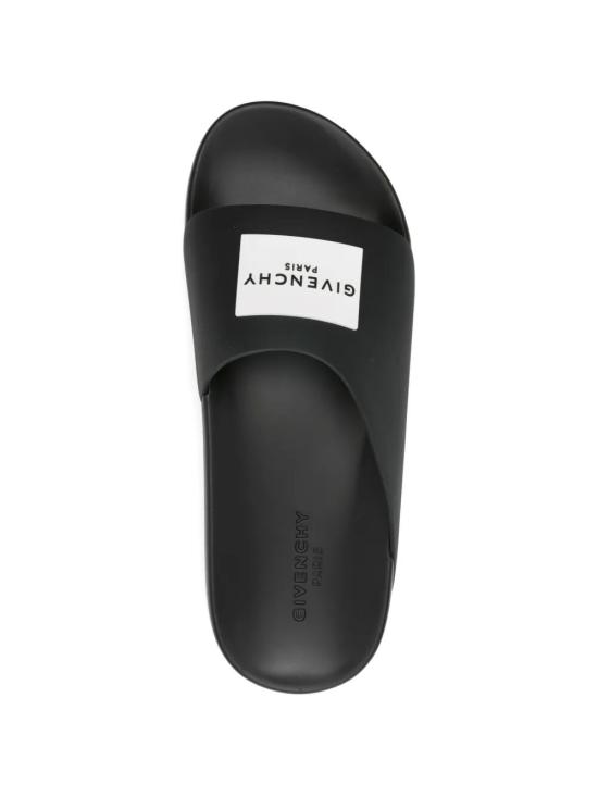 26FW 지방시 러버 라벨 슬라이드 뮬 BH302MH1XL001 BLACK - GIVENCHY