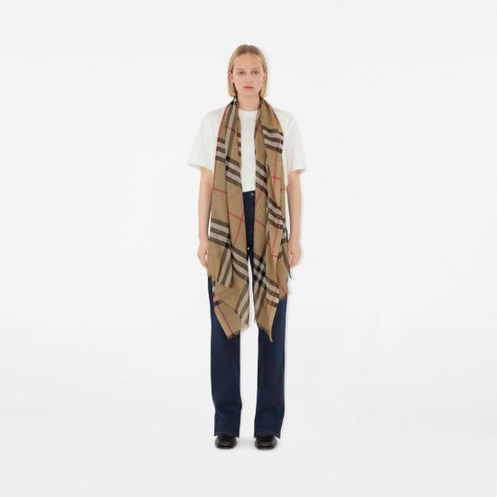 26FW 버버리 체크 울 실크 스카프 8078779138465 A7026 ARCHBEIGE - BURBERRY