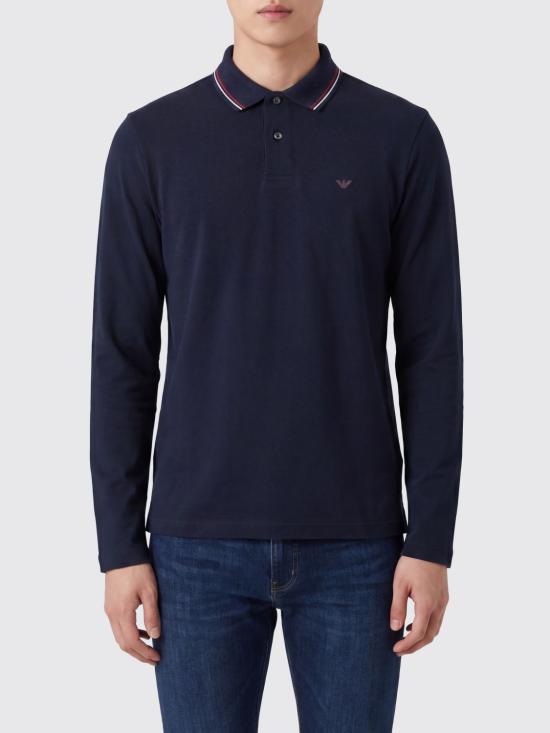 26SS 엠포리오 아르마니 로고 긴소매 폴로 티셔츠 8N1FB51JPT Z0920 Blue