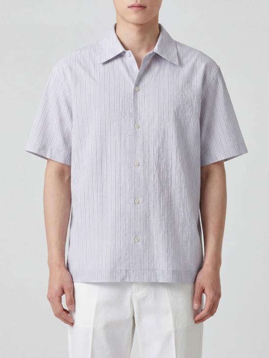 26SS 던스트 반팔 셔츠 UDSH6B123B1 SOFTBLUESTRIPE Gnawed Blue
