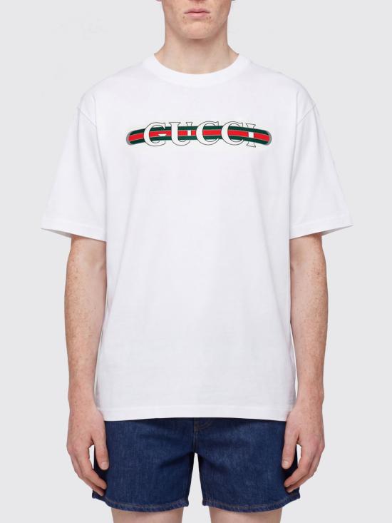 26SS 구찌 프린트 디테일 코튼 저지 티셔츠 784361XJGKB 9074 White