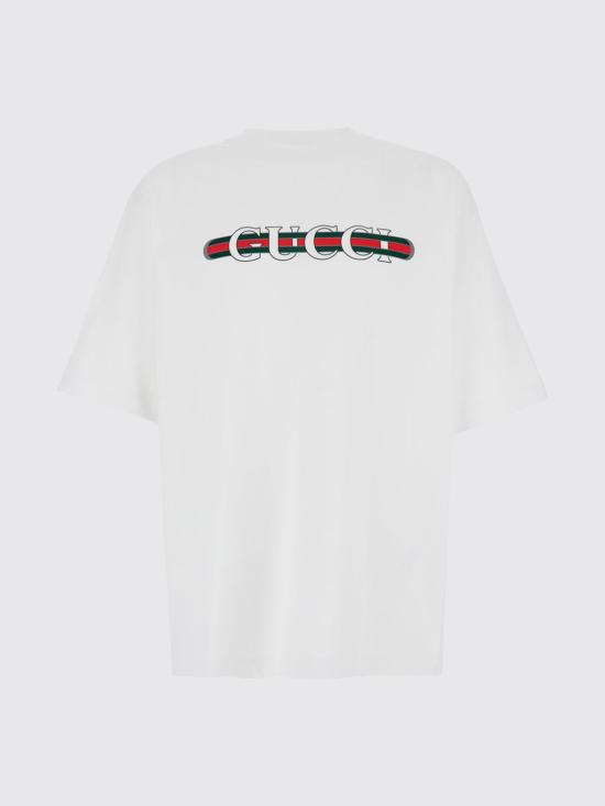 26SS 구찌 프린트 디테일 코튼 저지 티셔츠 784361XJGKB 9074 White - GUCCI