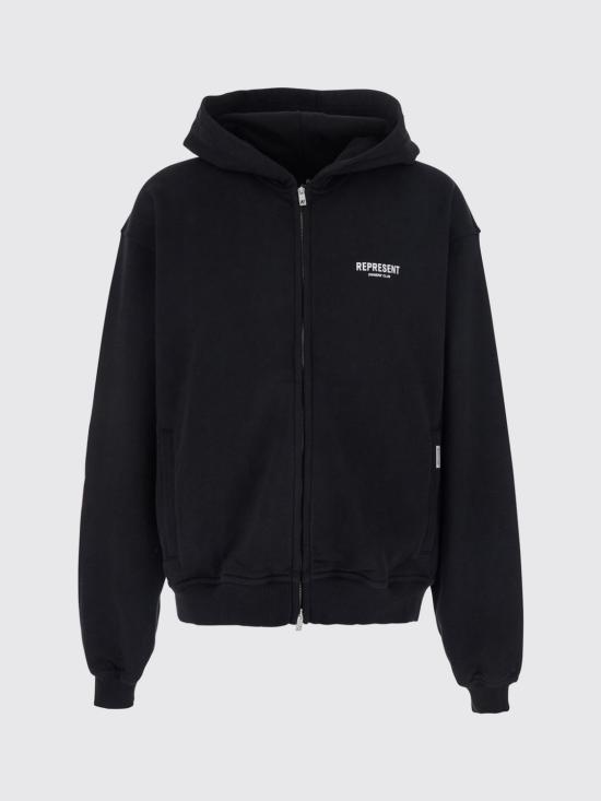 26SS 리프레젠트 후드 티셔츠 OCM41122 001 Black - REPRESENT