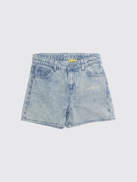 26SS [키즈] 오프화이트 데님 숏팬츠 44GYC004S26D001 452 Gnawed Blue