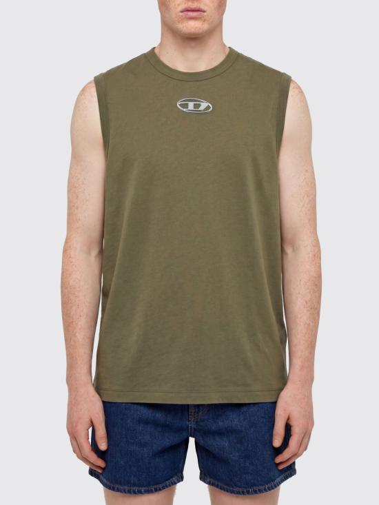 26SS 디젤 심리스 메탈릭 Oval D 코튼 탑 A217430JMBB 5AF Green