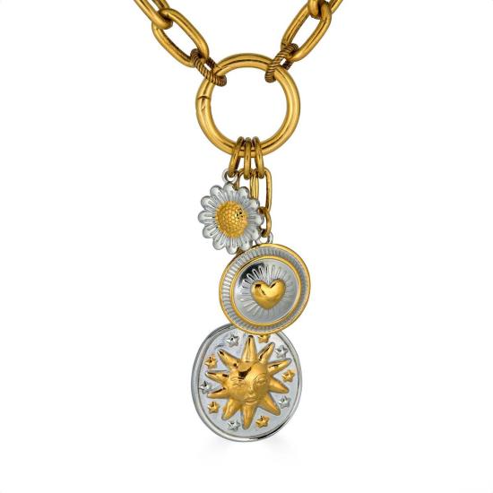  로니 폴 주얼리 목걸이/팬던트 믹스 메탈 참 클러스터 목걸이 - LONI PAUL JEWELRY