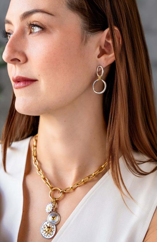  로니 폴 주얼리 목걸이/팬던트 믹스 메탈 참 클러스터 목걸이 - LONI PAUL JEWELRY