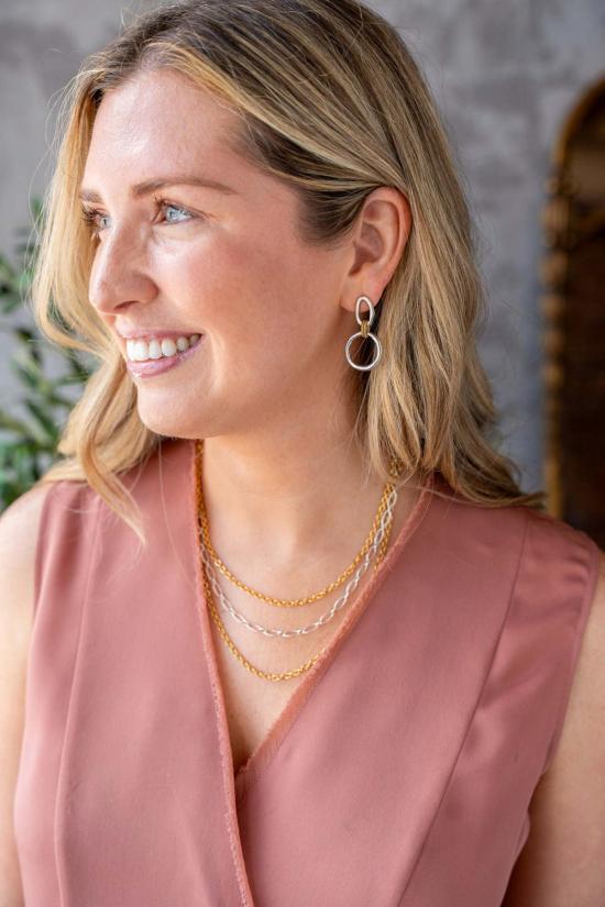  로니 폴 주얼리 목걸이/팬던트 혼합 금속 섬세한 세 줄 목걸이 - LONI PAUL JEWELRY