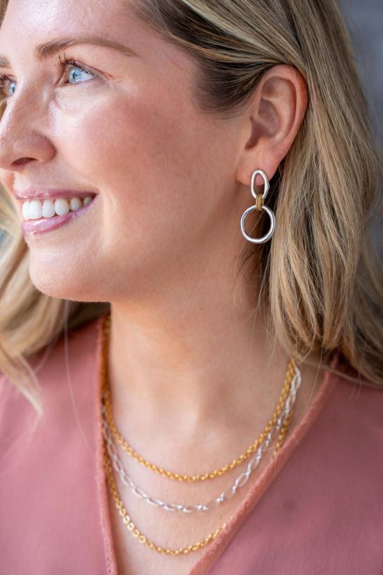  로니 폴 주얼리 목걸이/팬던트 혼합 금속 섬세한 세 줄 목걸이 - LONI PAUL JEWELRY