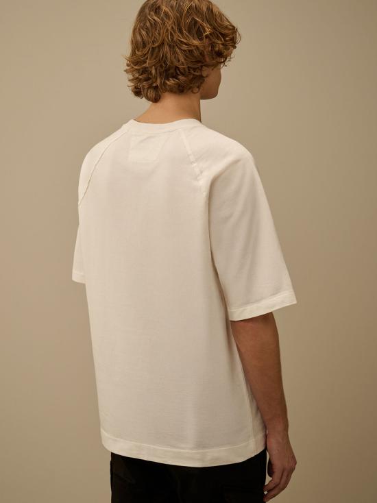 26SS 씨피 컴퍼니 라이트 플리스 숏슬리브 스웨트셔츠 20CMSS034A002246G 103 GAUZE WHITE - C.P. COMPANY