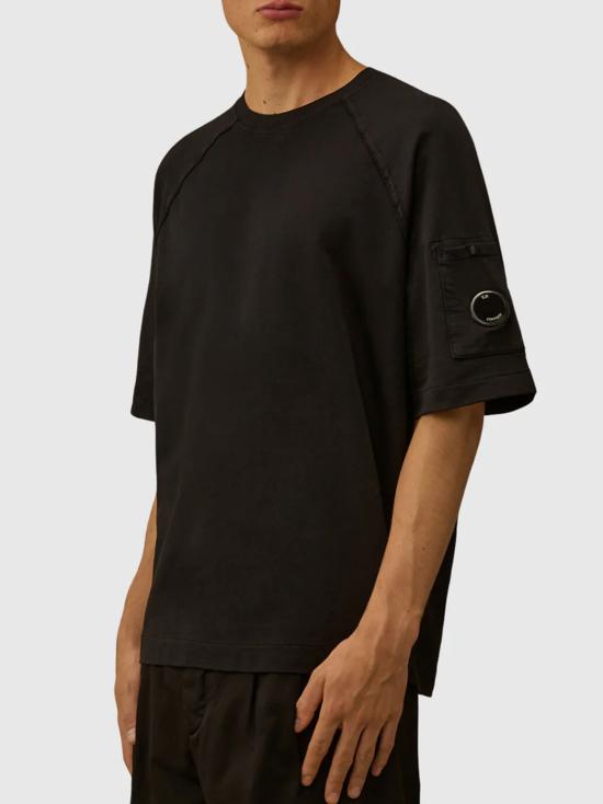 26SS 씨피 컴퍼니 라이트 플리스 숏슬리브 스웨트셔츠 20CMSS034A002246G 999 BLACK - C.P. COMPANY