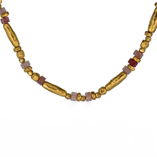  로니 폴 주얼리 목걸이/팬던트 핑크 스트로베리 쿼츠 비즈 목걸이 - LONI PAUL JEWELRY