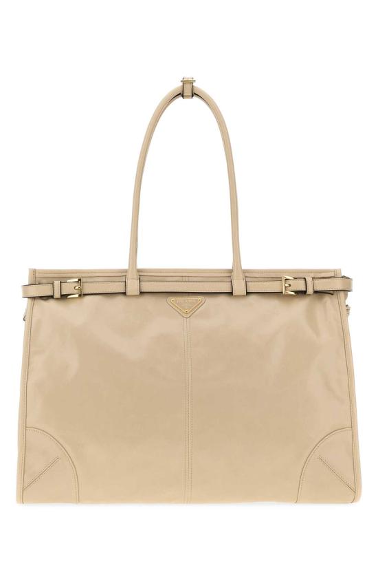 26FW 프라다 엑스트라 라지 레더 핸드백 1BA4392CYR F03MV Beige o Tan