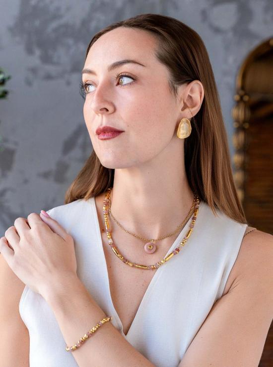  로니 폴 주얼리 팔찌 스트로베리 쿼츠 골드 비즈 - LONI PAUL JEWELRY